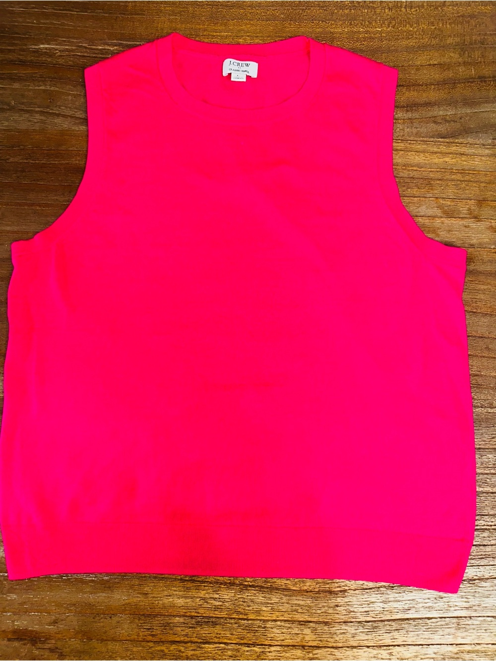 J.Crew women’s Classic Sleeveless Crewneck Shell in Neon Pink Size: LG